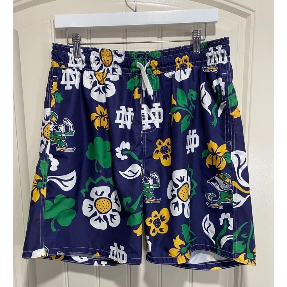 Wes and Willy Notre Dame Fighting Irish NCAA Swim Trunks XL Floral Navy Blue
